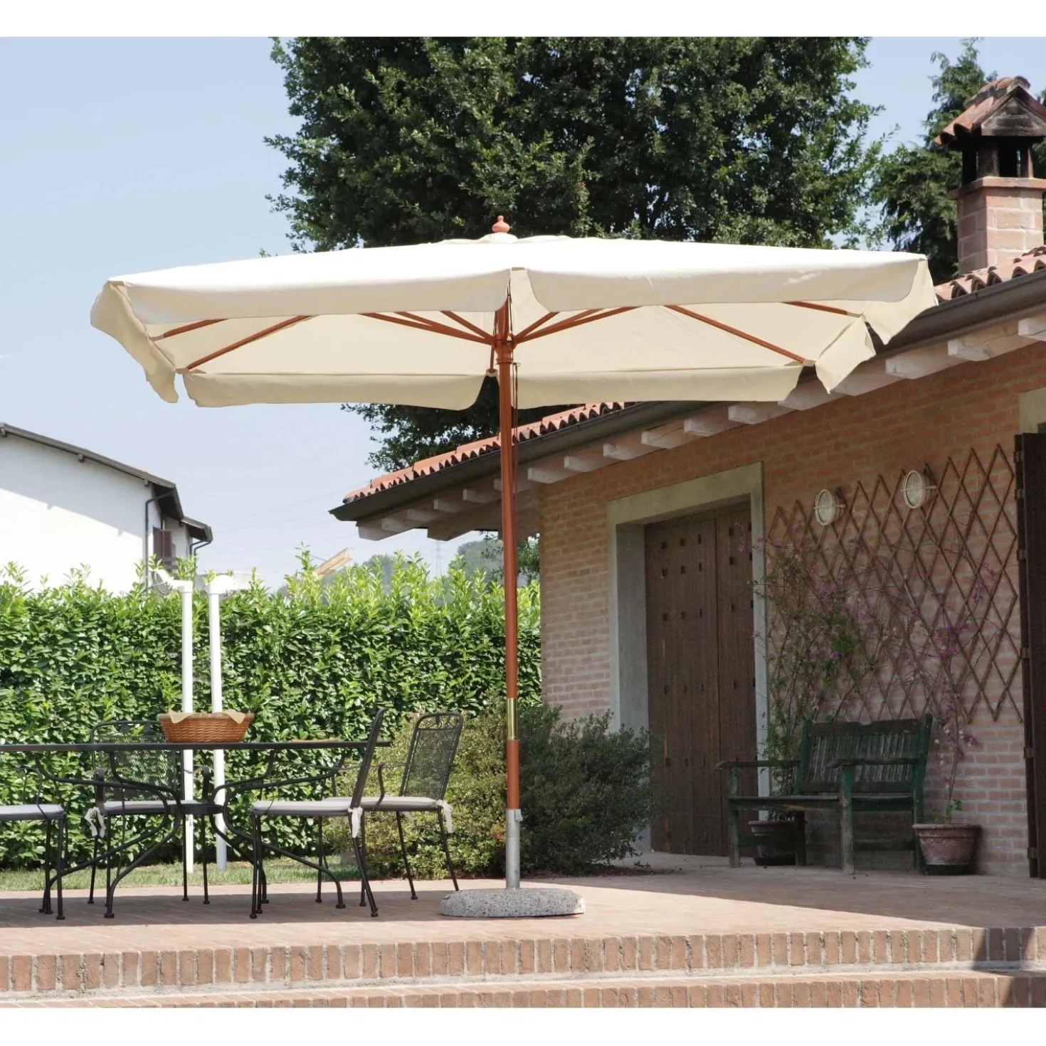 Ombrellone da giardino a palo centrale 1001 300x400 H 293 cm ecrù