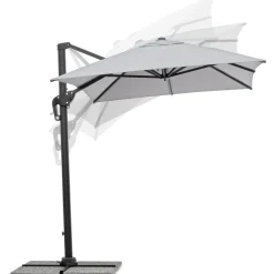 Ombrellone da giardino a palo decentrato Bizzotto Ines 200x300 cm grigio