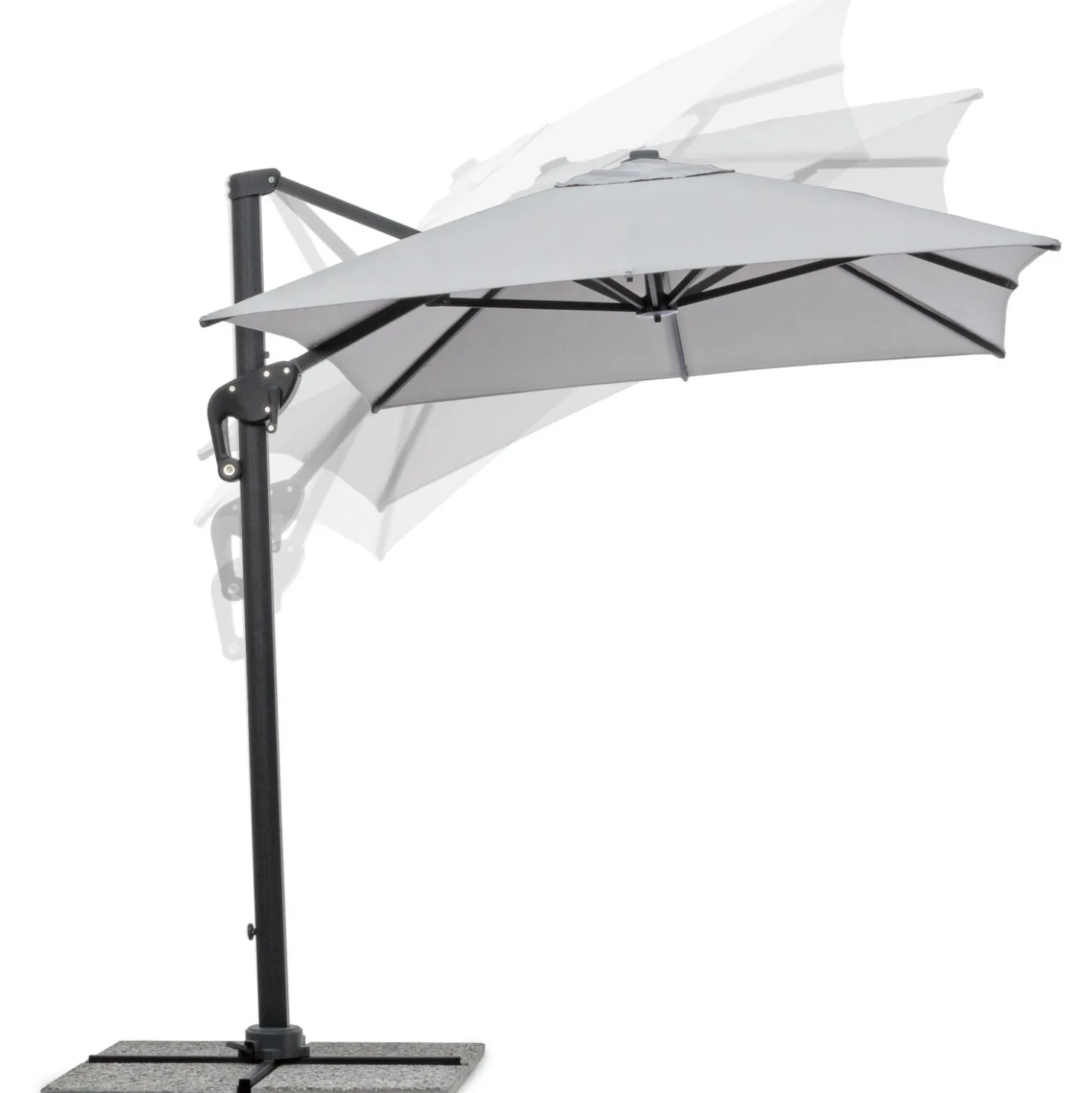 Ombrellone da giardino a palo decentrato Bizzotto Ines 200x300 cm grigio