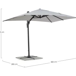 Ombrellone da giardino a palo decentrato Bizzotto Ines 200x300 cm grigio