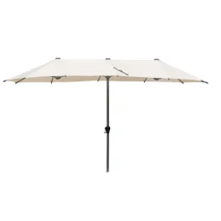 Ombrellone da giardino a palo centrale 5061 200x400 H 246 cm ecrù