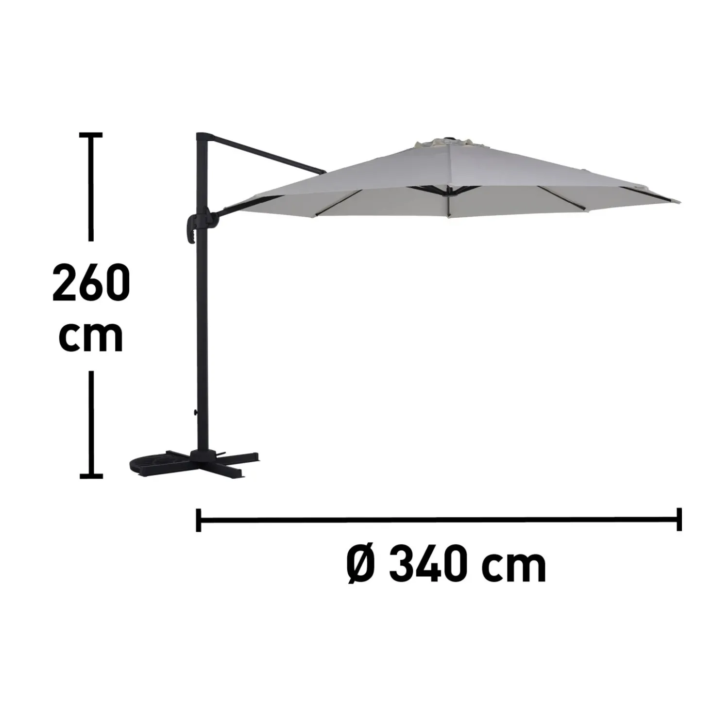 Ombrellone da giardino a palo decentrato Ø 340 cm ecrù