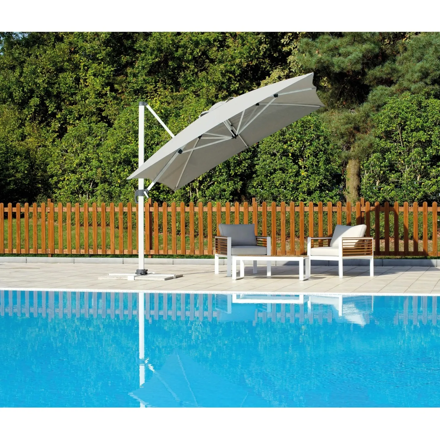 Ombrellone da giardino a palo decentrato 5047 300x400 H 275 cm grigio