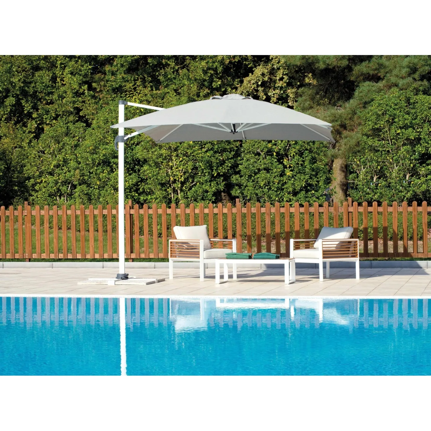 Ombrellone da giardino a palo decentrato 5047 300x400 H 275 cm grigio