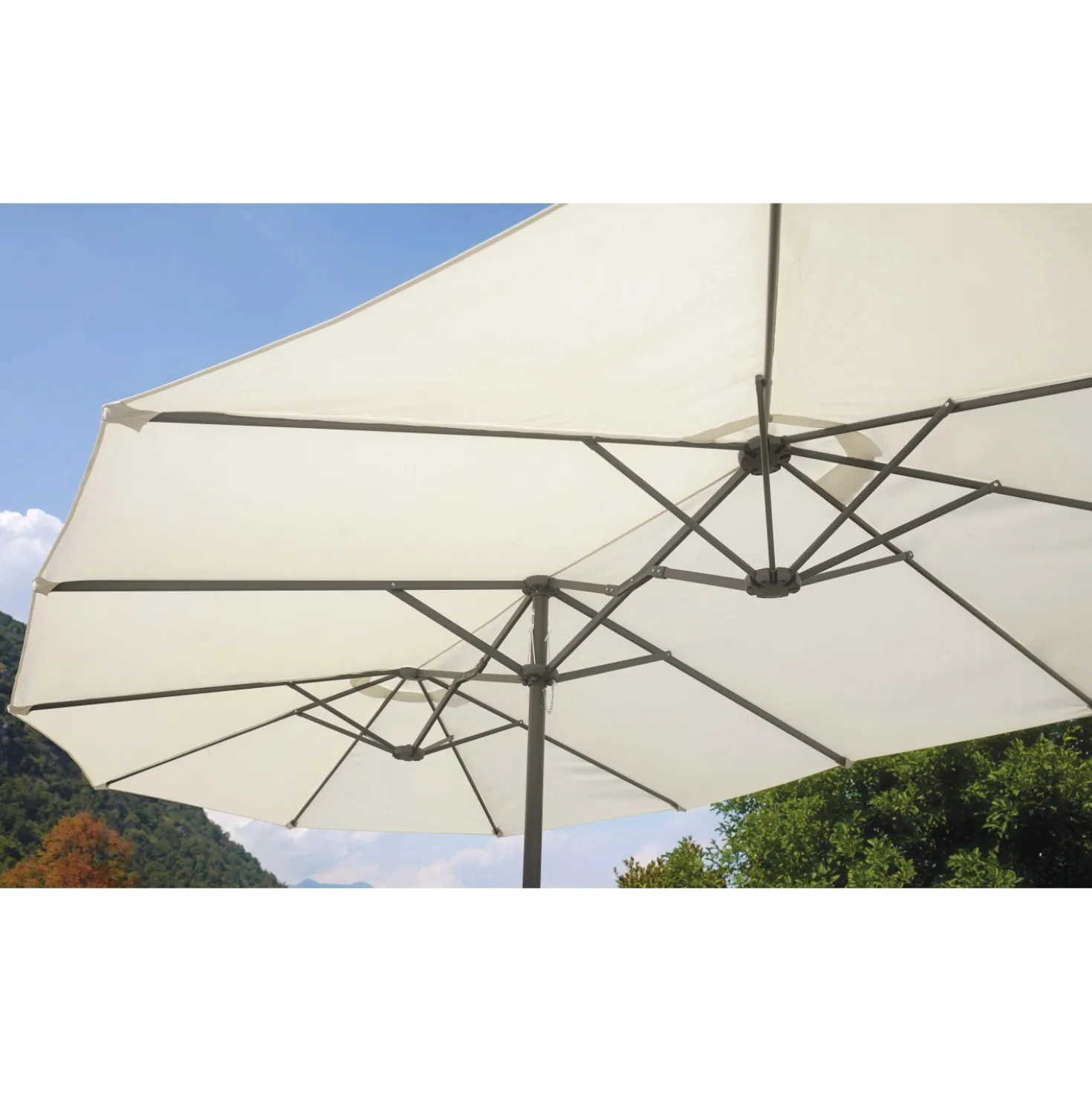 Ombrellone da giardino a palo centrale 5060 270x450 H 254 cm ecrù