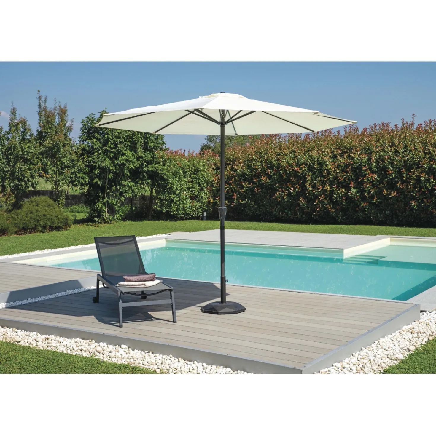 Ombrellone da giardino a palo centrale Ø 300 cm ecrù