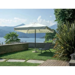 Ombrellone da giardino quadrato a palo centrale Ø 300 cm ecrù