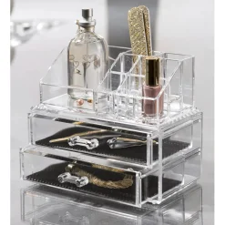 Organizer a 2 cassetti con espositore per cosmetici