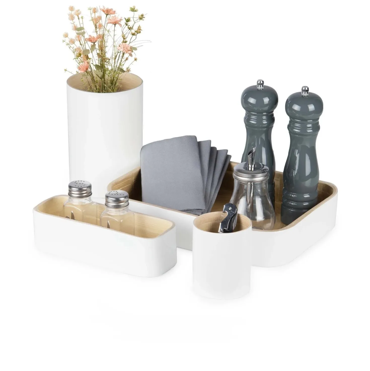 Organizer in bambù laccato Danang set 4 bianco
