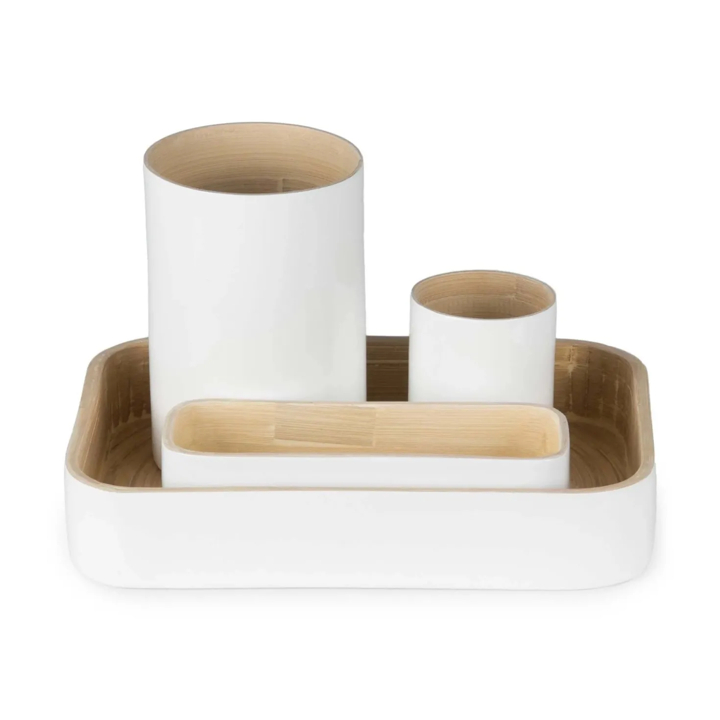 Organizer in bambù laccato Danang set 4 bianco