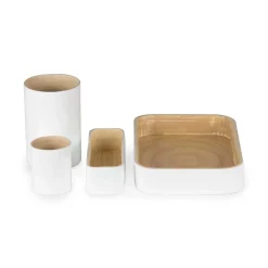 Organizer in bambù laccato Danang set 4 bianco