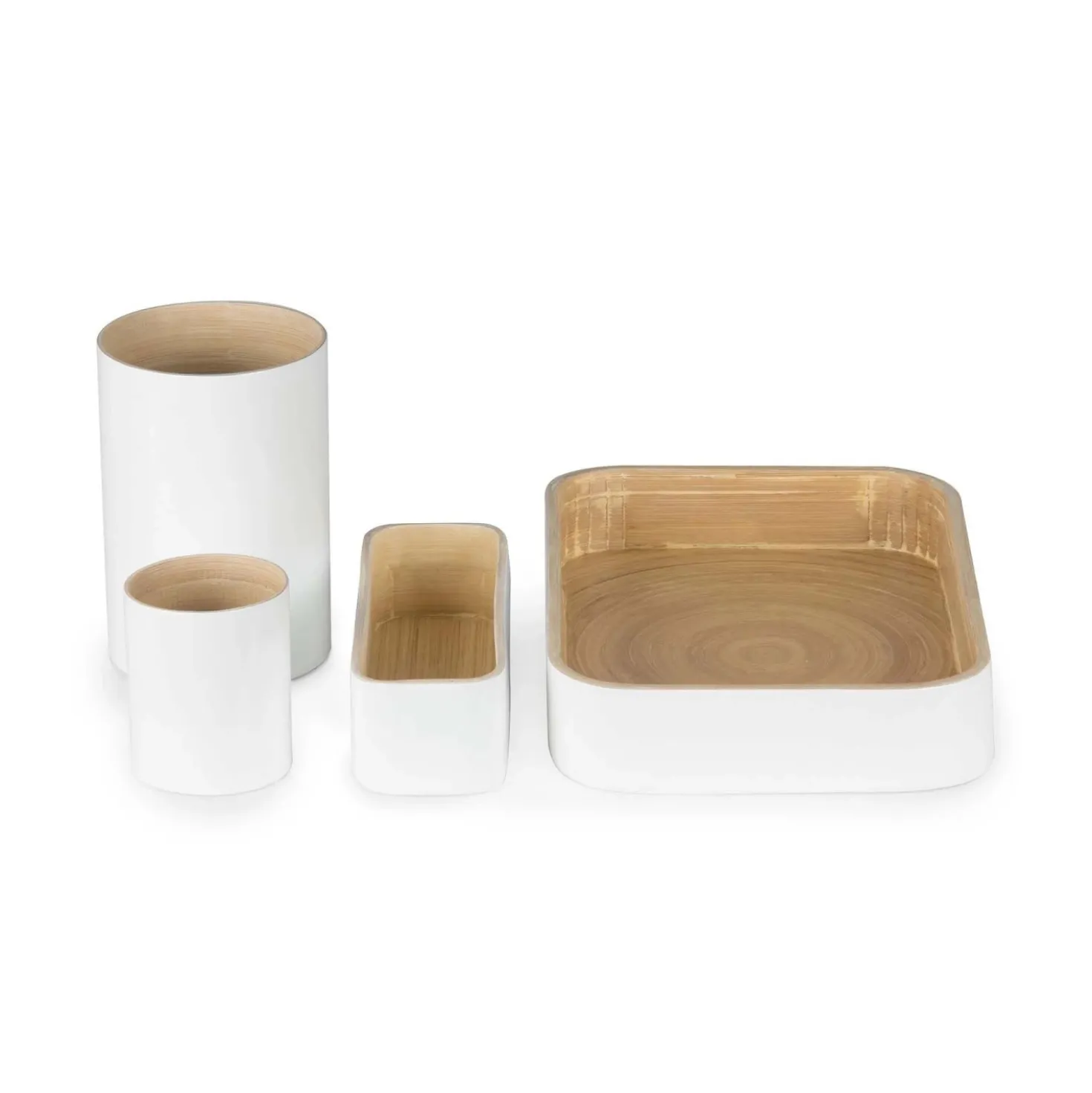 Organizer in bambù laccato Danang set 4 bianco