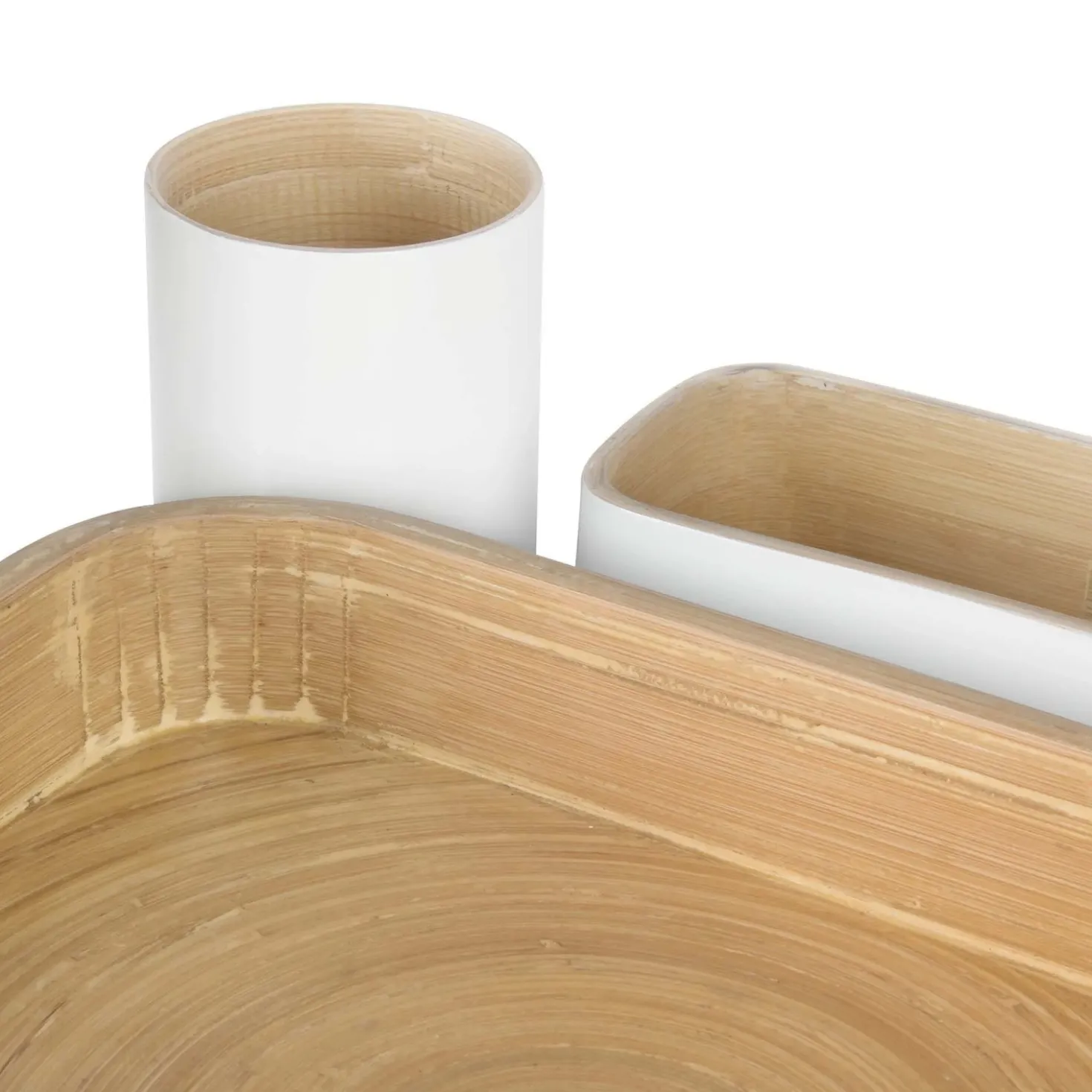 Organizer in bambù laccato Danang set 4 bianco