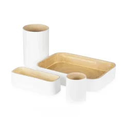 Organizer in bambù laccato Danang set 4 bianco
