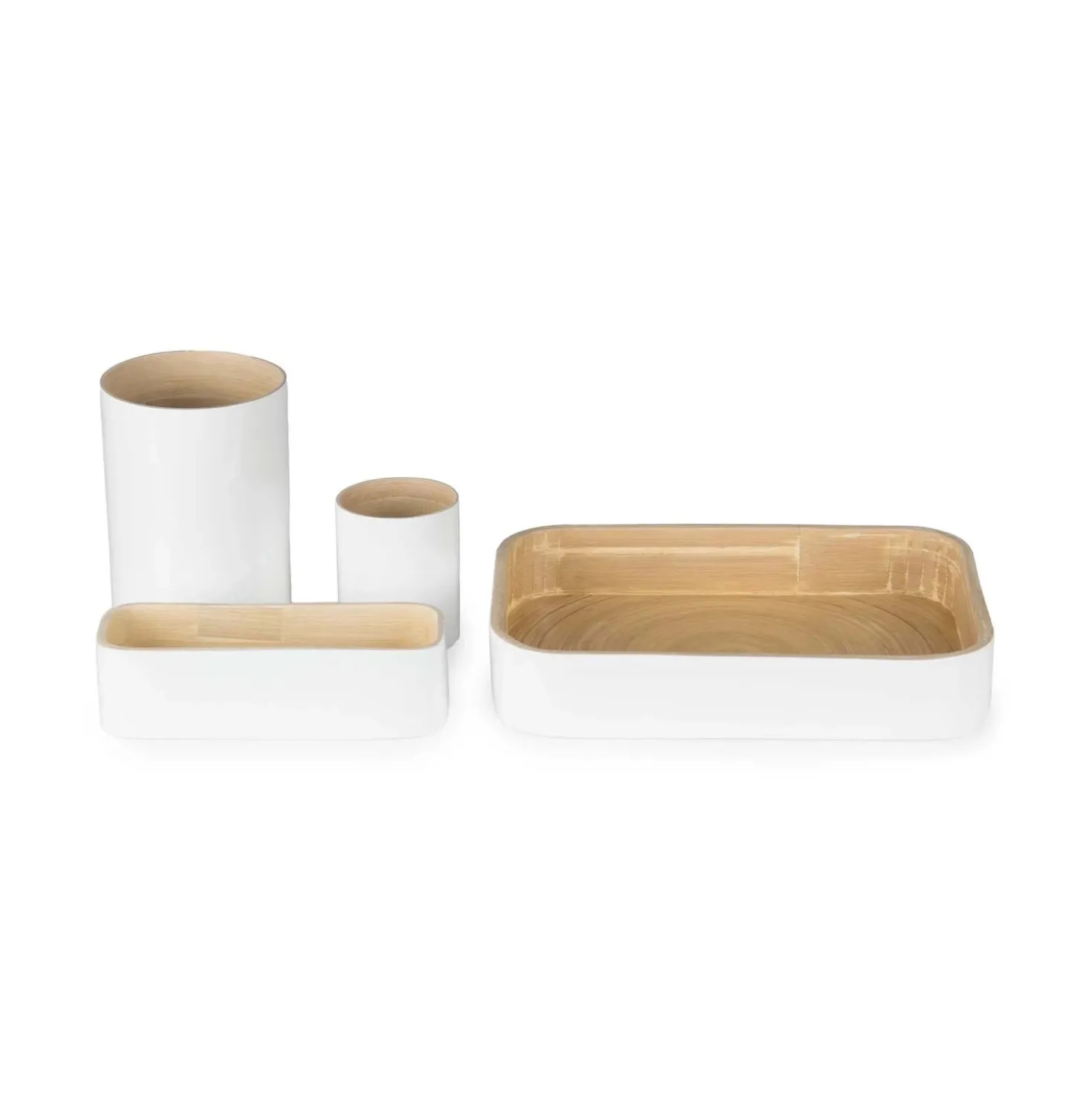 Organizer in bambù laccato Danang set 4 bianco