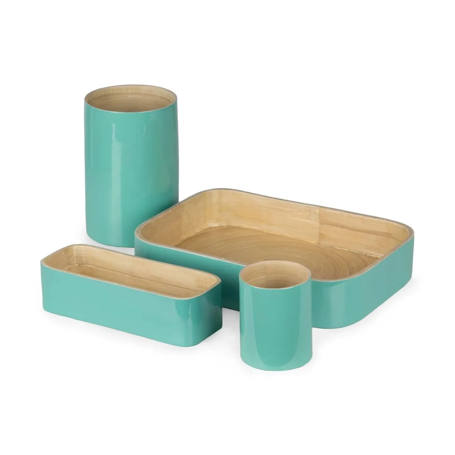 Organizer in bambù laccato Danang set 4 verde
