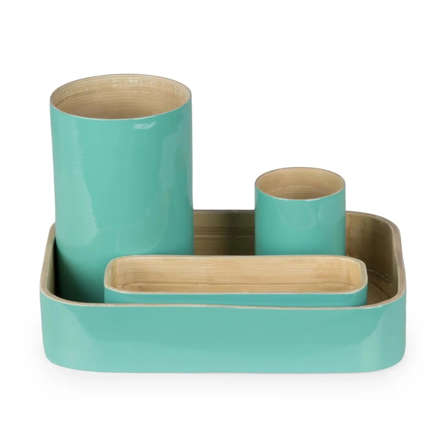 Organizer in bambù laccato Danang set 4 verde