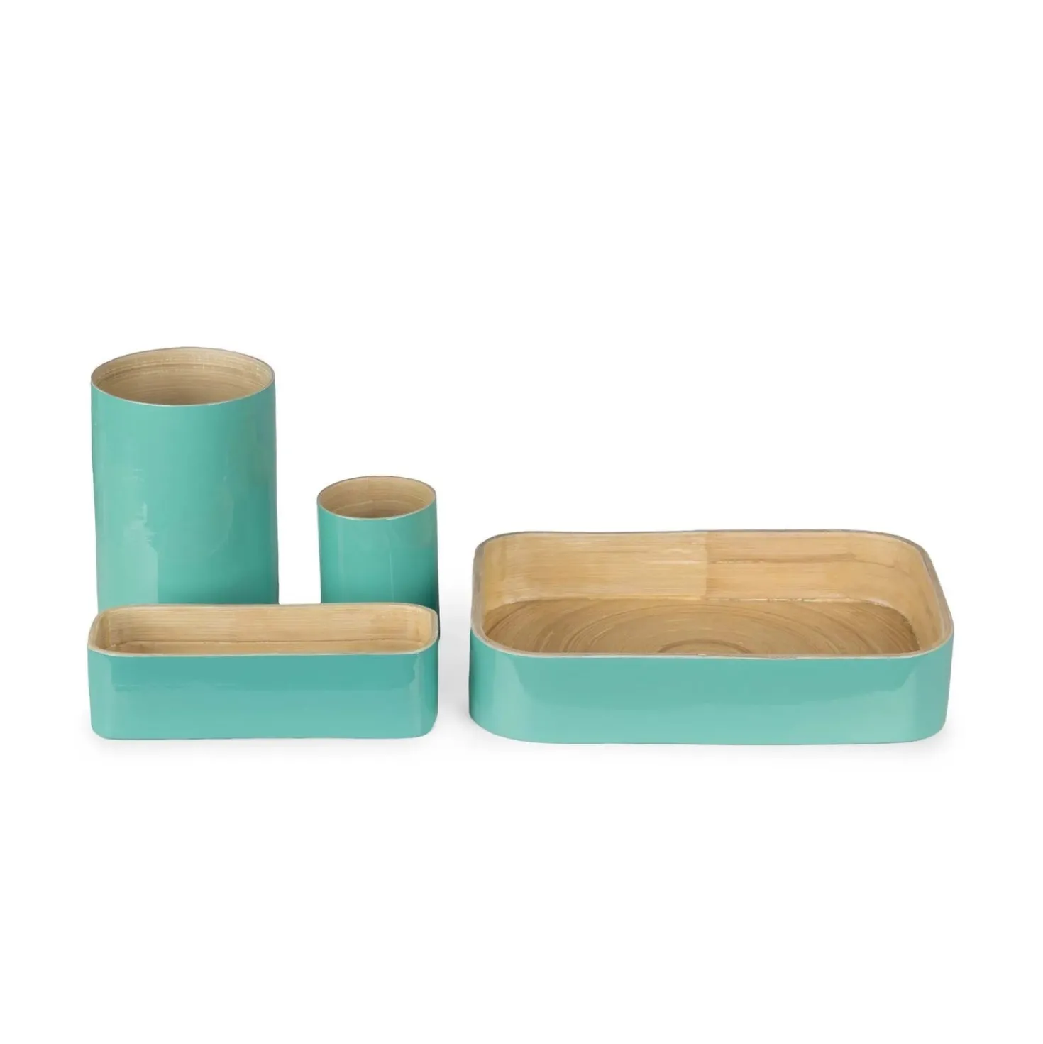 Organizer in bambù laccato Danang set 4 verde