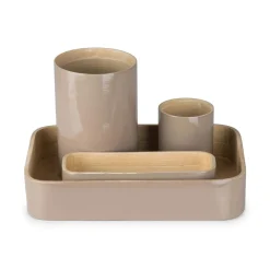 Organizer in bambù laccato Danang set 4 tortora