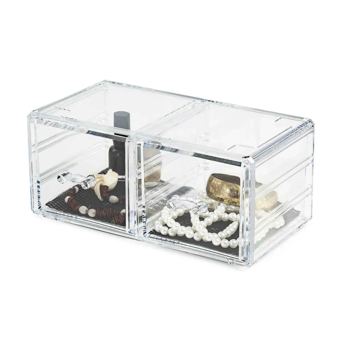 Organizer trucchi trasparente 2 cassetti 23,8x15,3x10,8 cm