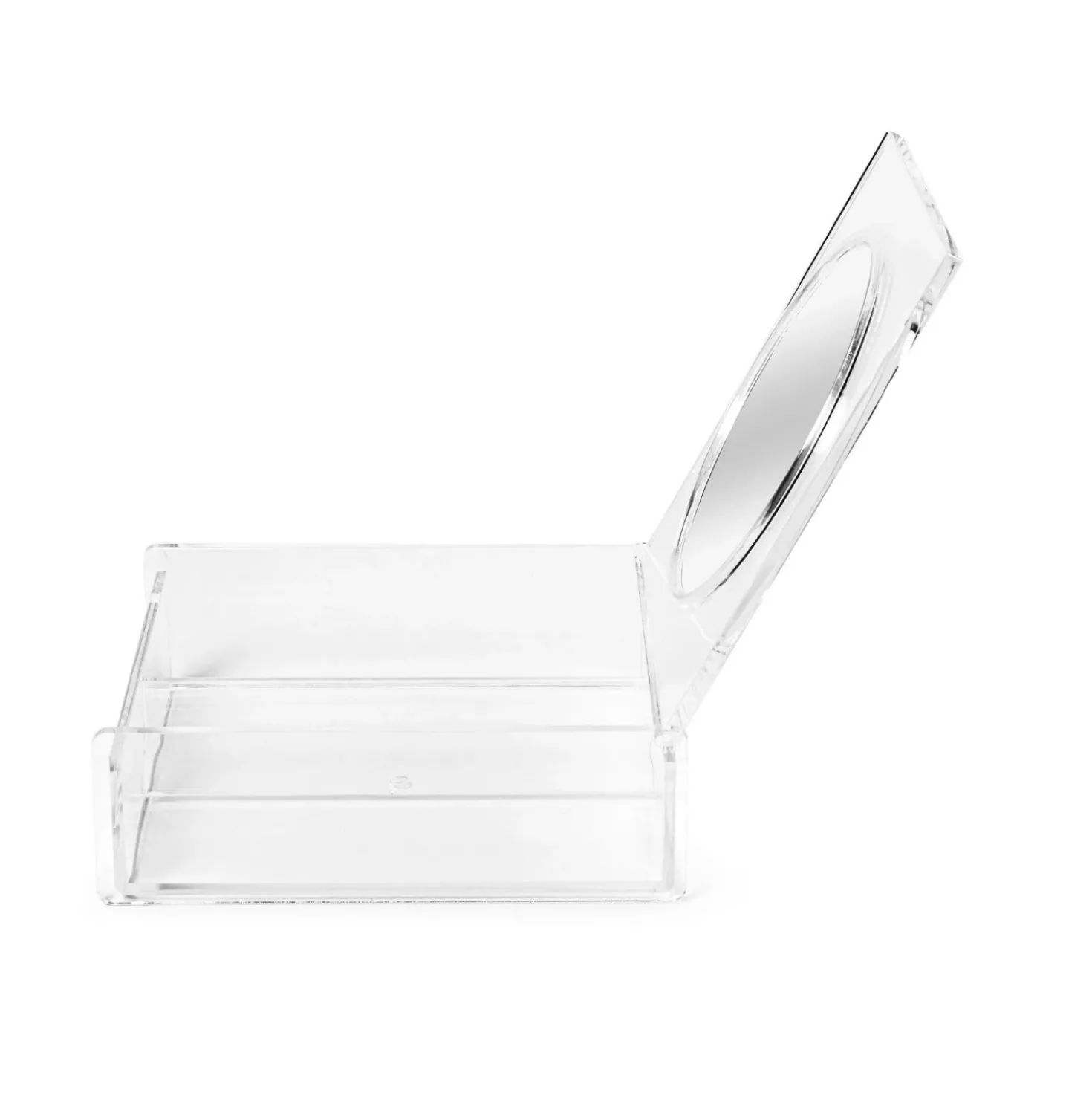 Organizer trucchi trasparente con specchio 14,8x14,8x4,7 cm