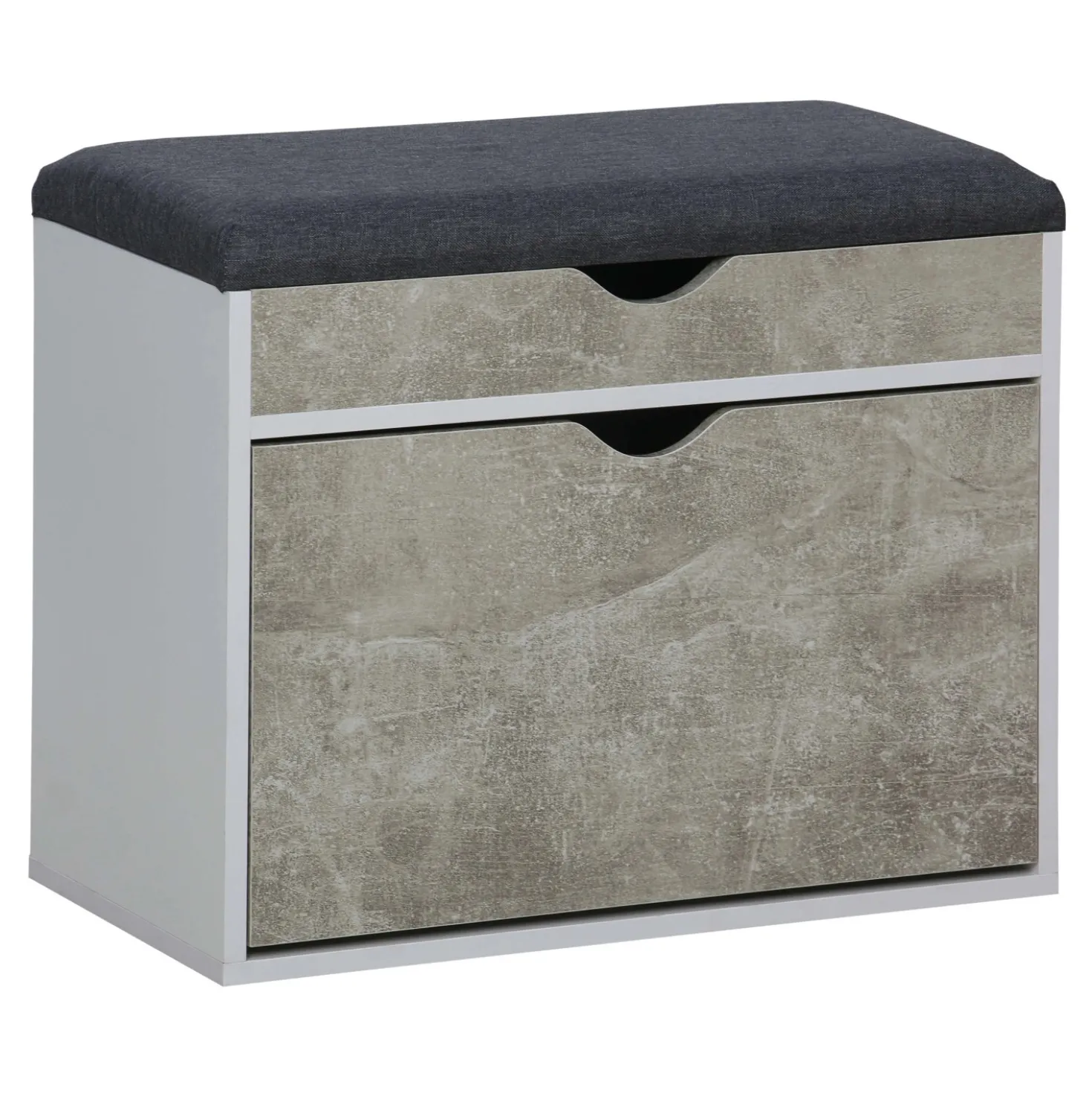 Panca scarpiera doppia profondità 1 anta 1 cassetto truciolare 60x30x50cm grigio