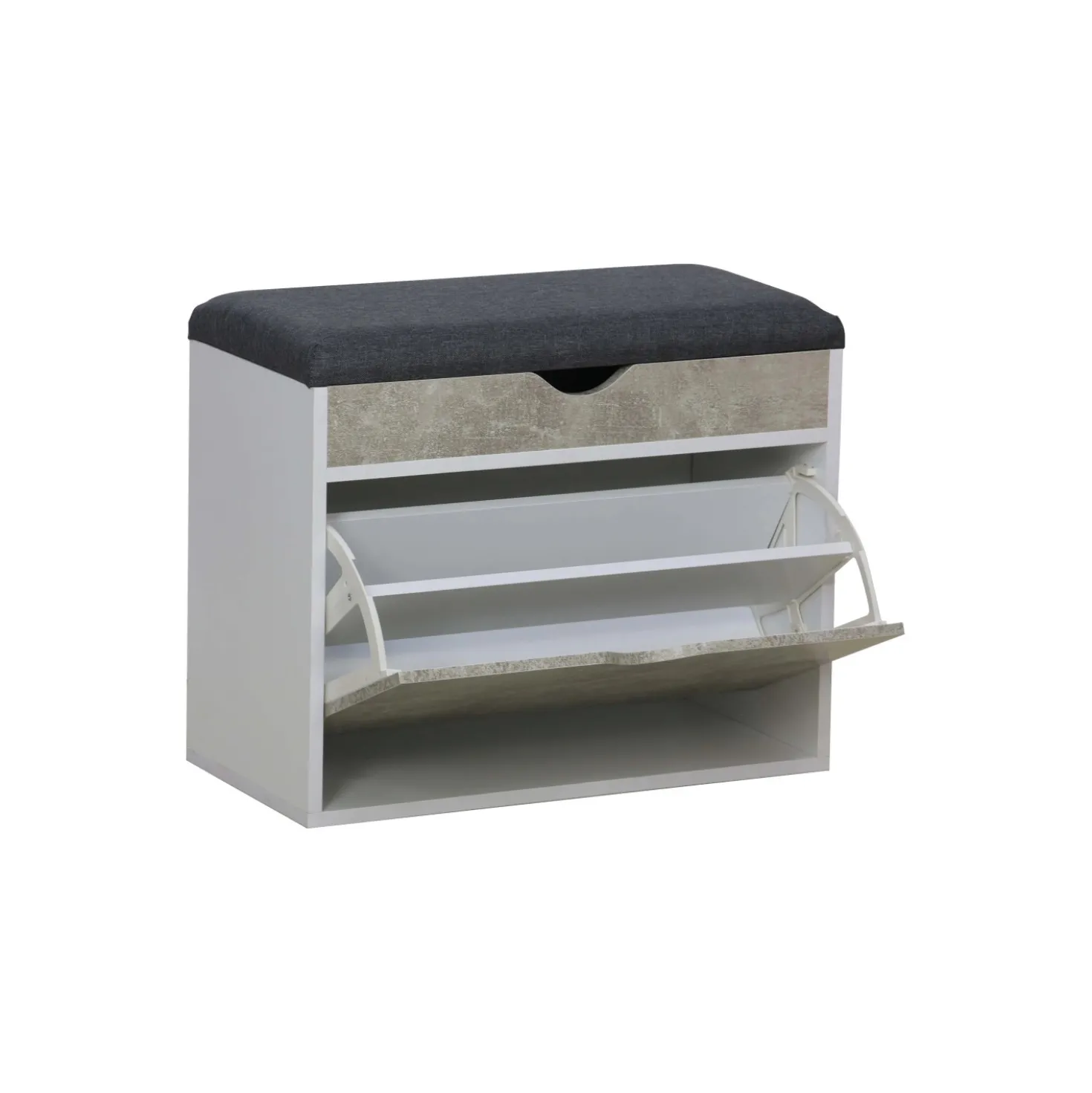 Panca scarpiera doppia profondità 1 anta 1 cassetto truciolare 60x30x50cm grigio