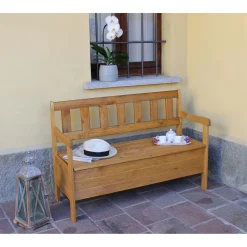 Panchina con contenitore in legno di pino 120x50x81,5 cm
