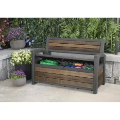 Panchina contenitore da esterno Keter finitura Walnut 227 l