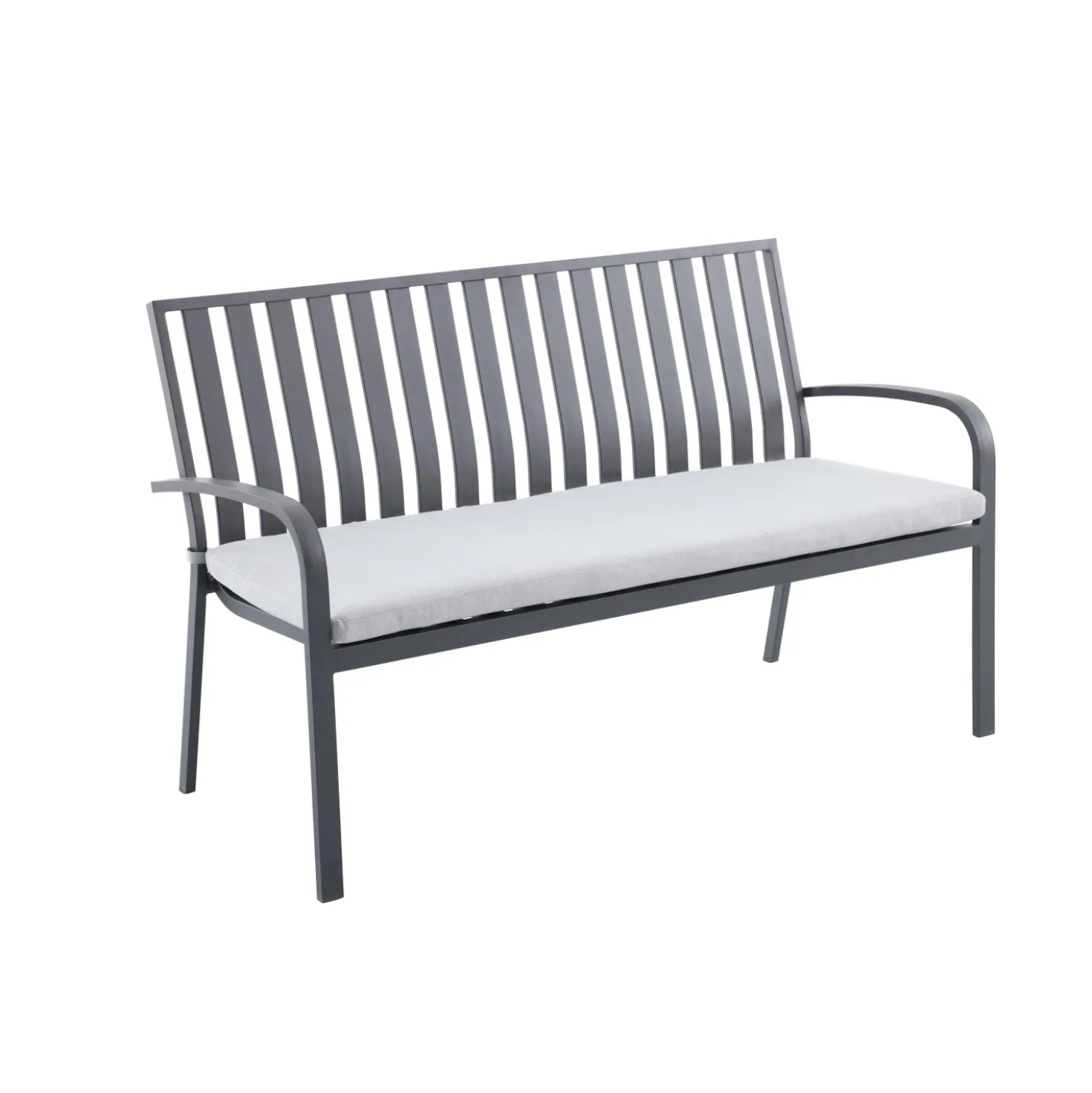 Panchina da giardino Sheridon in alluminio 150x66x90 cm grigio