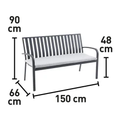 Panchina da giardino Sheridon in alluminio 150x66x90 cm grigio