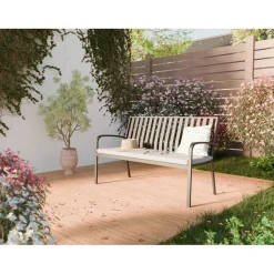 Panchina da giardino Sheridon in alluminio 150x66x90 cm grigio