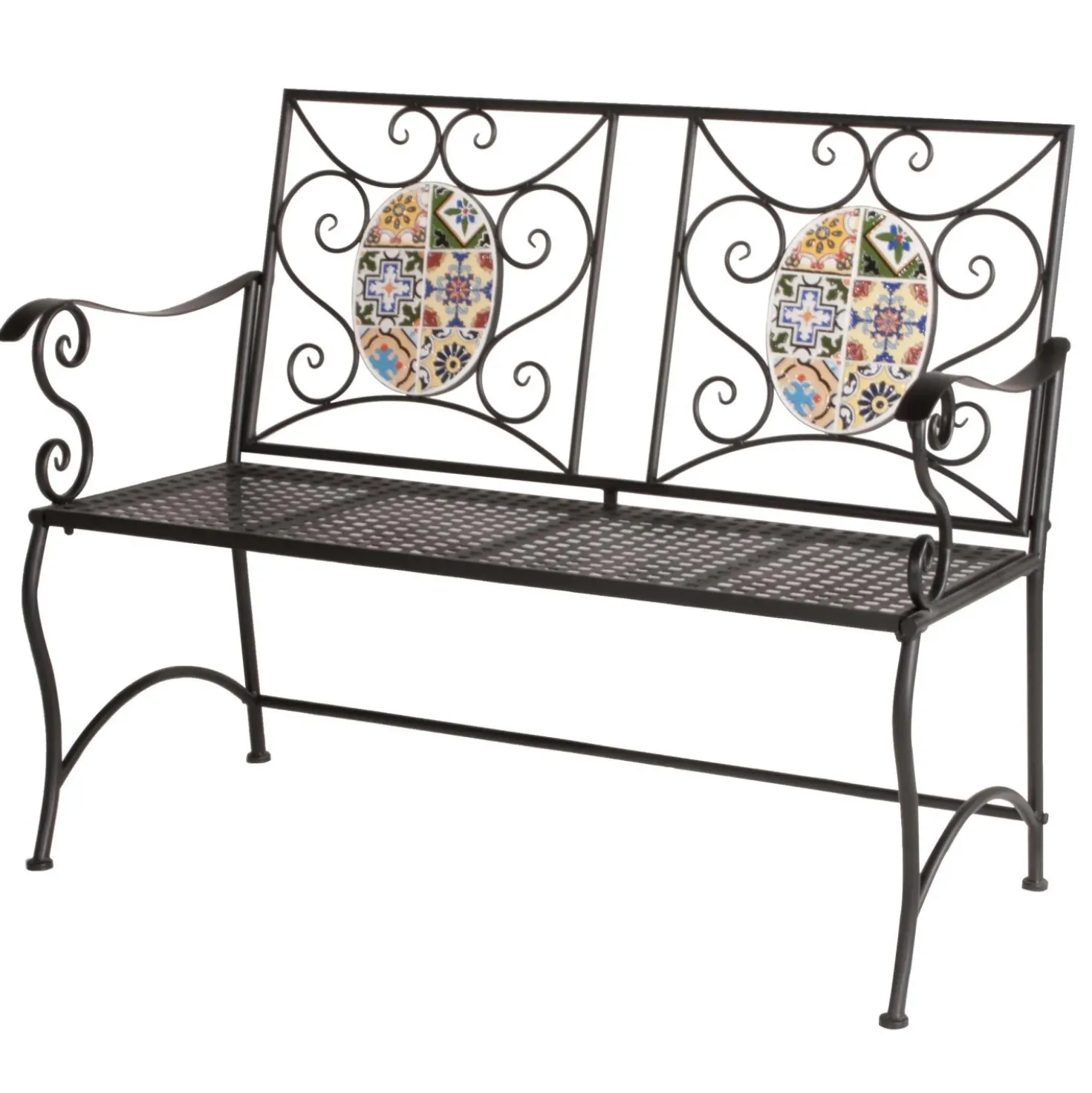 Panchina in metallo Mosaico FLOWER 116x56x90 cm 2 posti