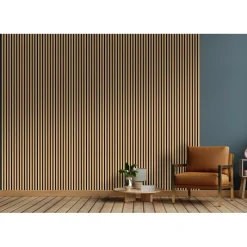 Pannello fonoassorbente decorativo rovere grezzo 240x57,2 cm Sp. 19 mm