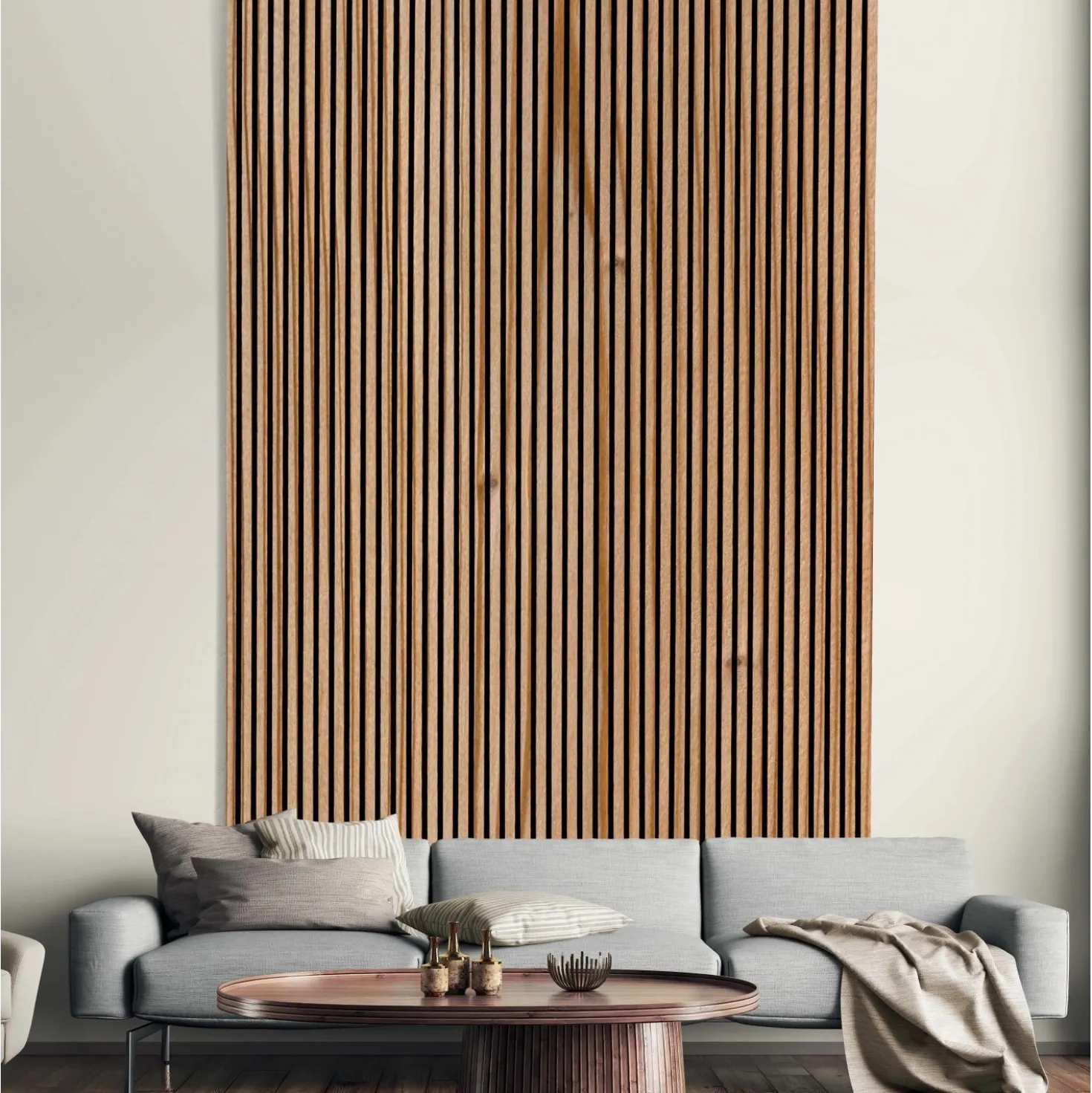 Pannello fonoassorbente decorativo larice massello grezzo 240x57,2 cm Sp. 18 mm