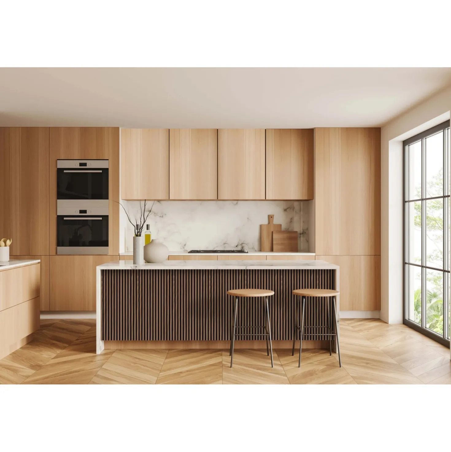 Pannello fonoassorbente decorativo PVC rovere 240x57,25x1,9 cm