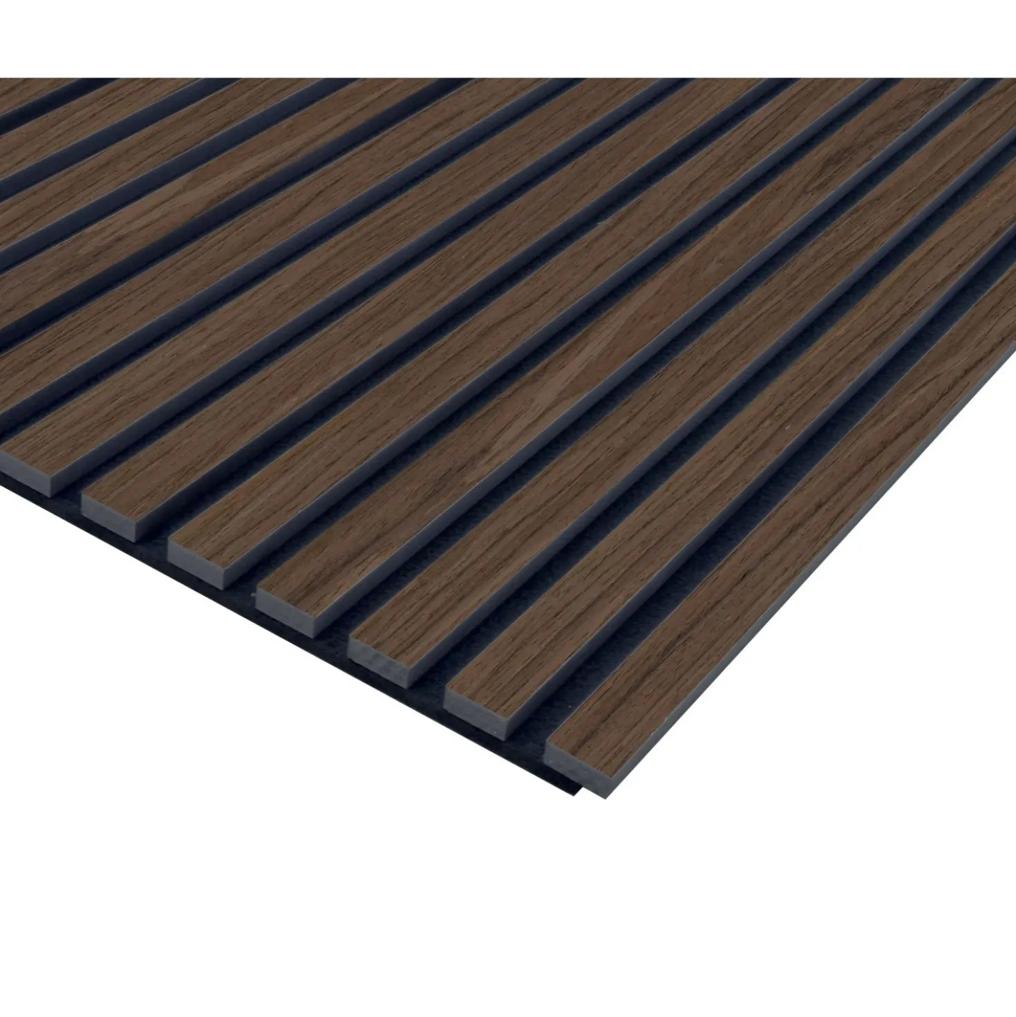 Pannello fonoassorbente decorativo noce scuro grezzo 240x57,2 cm Sp. 19 mm