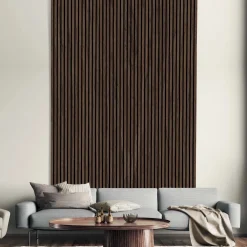 Pannello fonoassorbente decorativo noce scuro grezzo 240x57,2 cm Sp. 19 mm