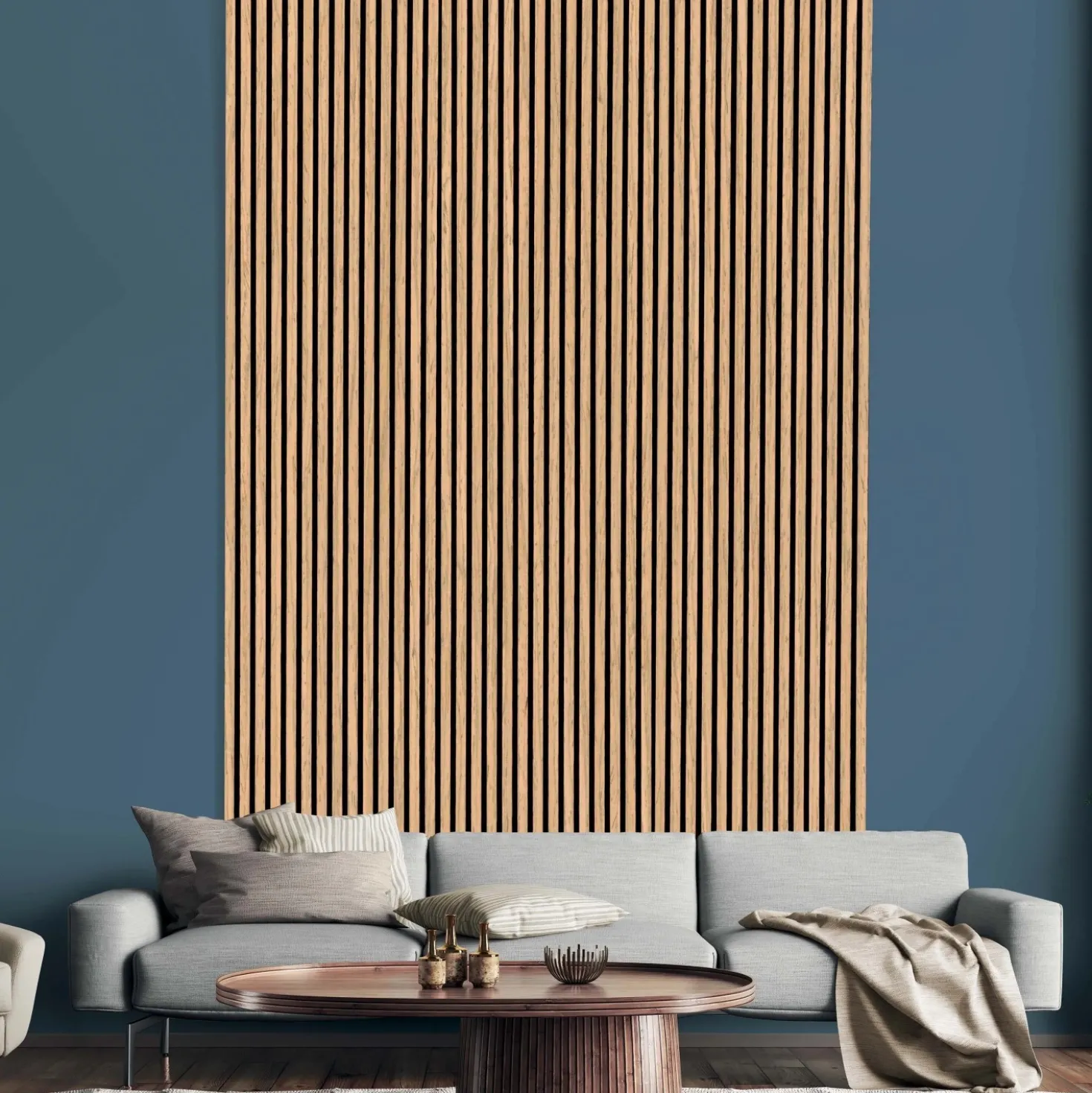 Pannello fonoassorbente decorativo rovere beige 240x57,2 cm Sp. 19 mm