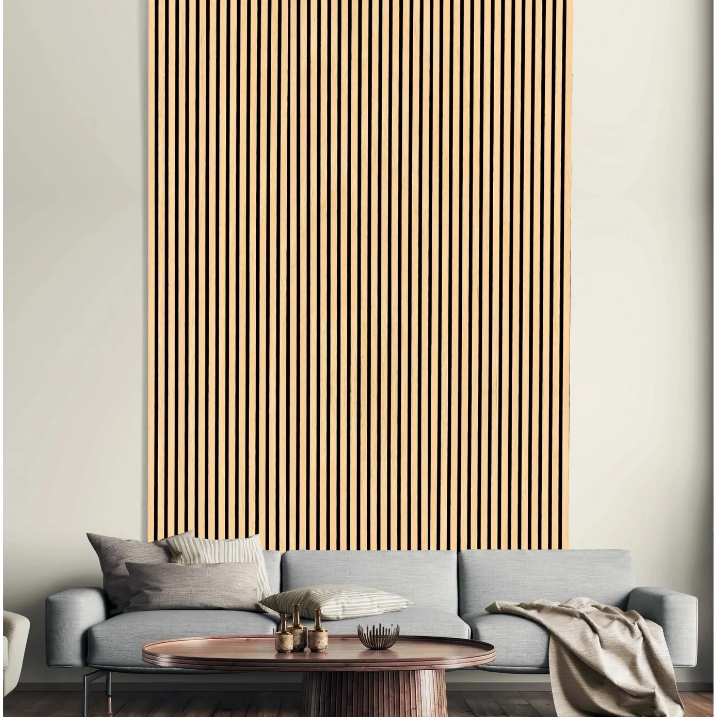 Pannello fonoassorbente decorativo frassino grezzo 240x57,2 cm Sp. 19 mm