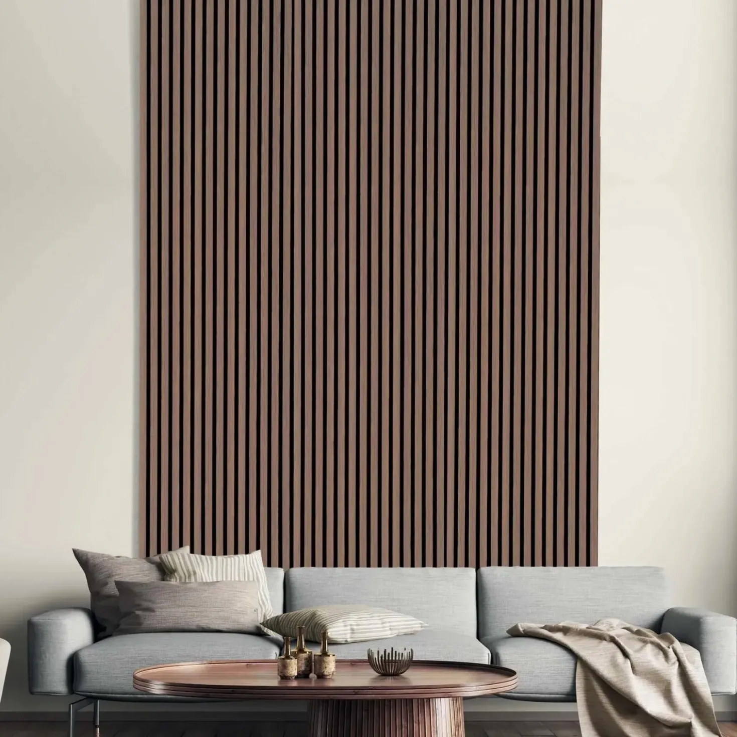Pannello fonoassorbente decorativo noce 240x57,25 cm Sp. 19 mm