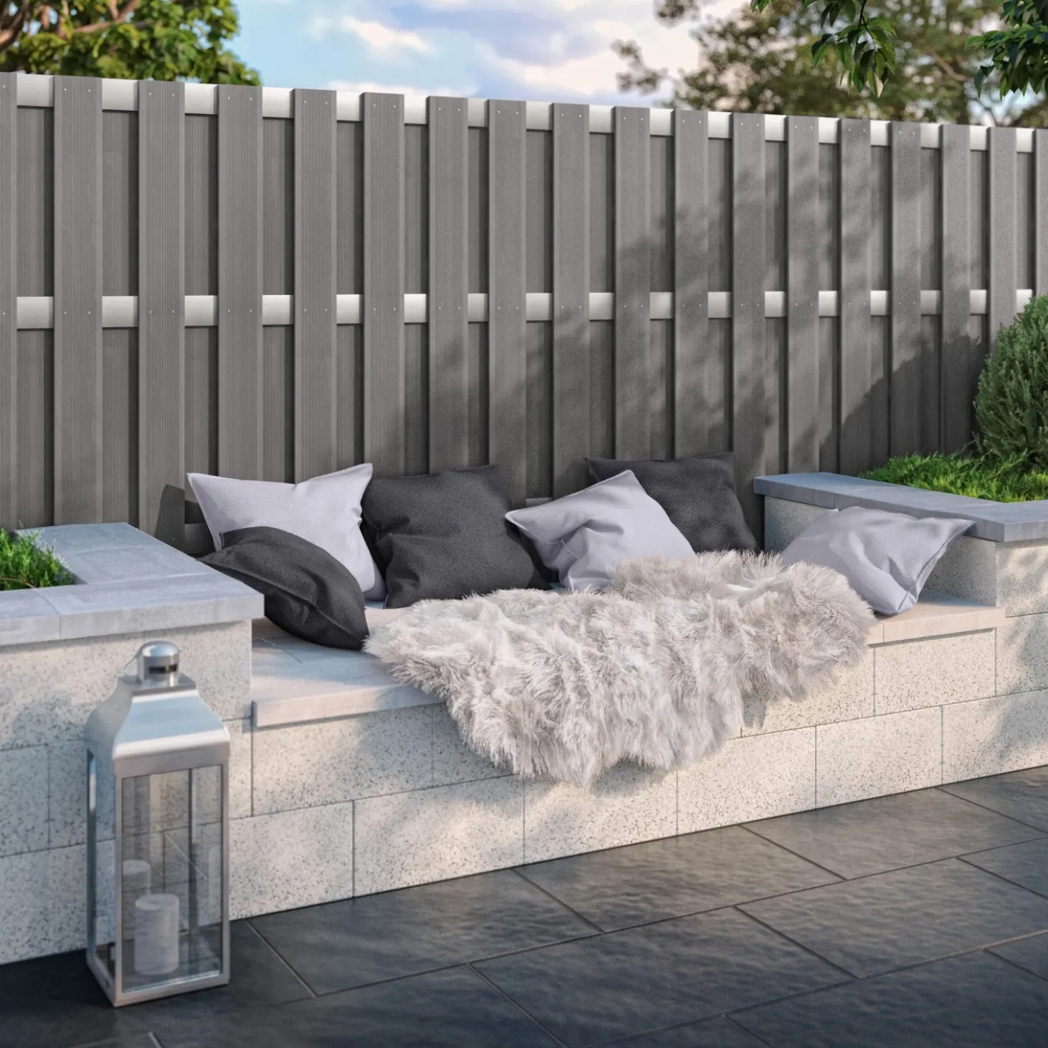 Pannello frangivista in WPC 180x180 cm grigio