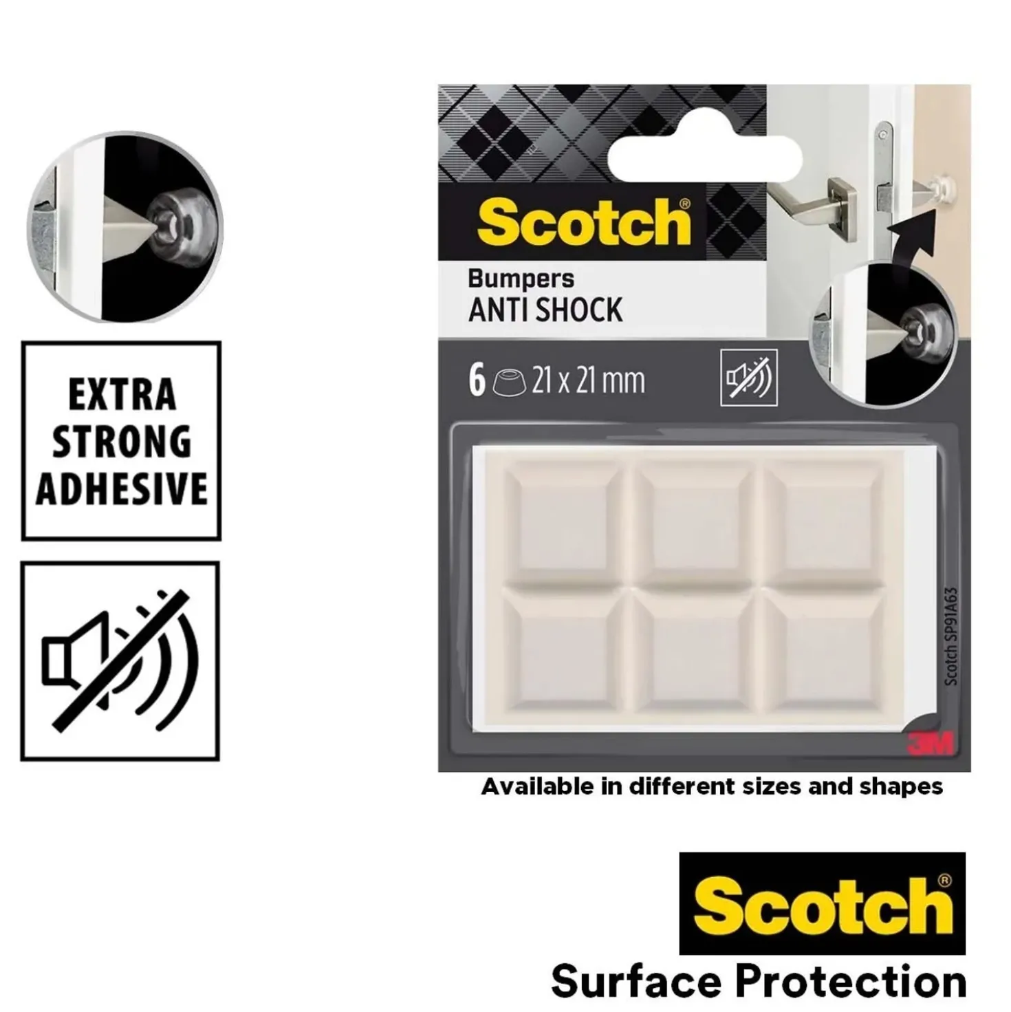 Paracolpi adesivo da parete antiurto Scotch® 21x21 mm bianco