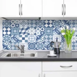Paraschizzi Autoadesivo ignifugo Cementine Azzurre 190x60 cm