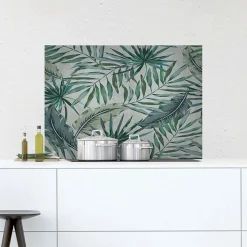 Paraschizzi cucina adesivo stile Tropical Leaves 65x47 cm