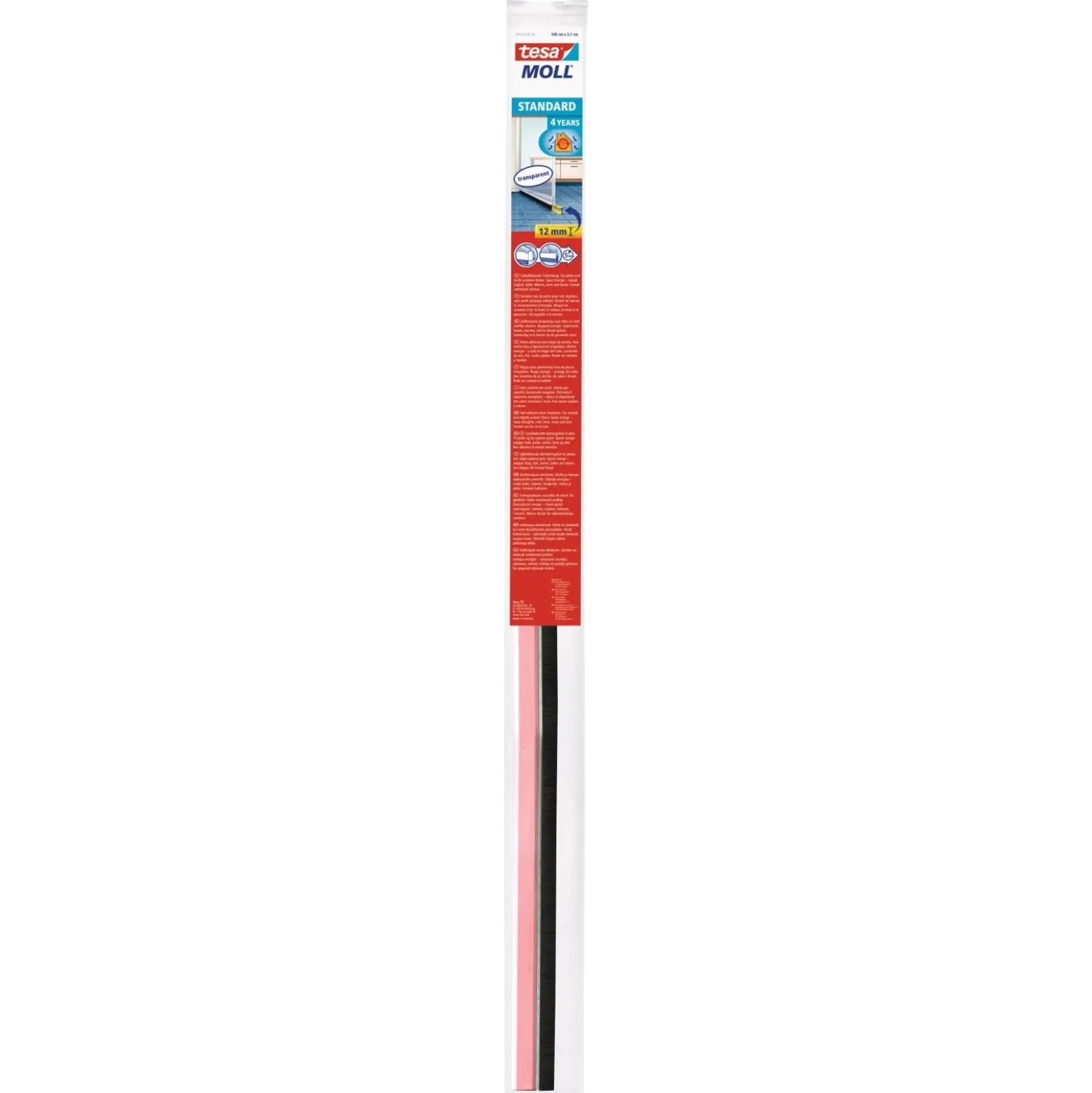 Paraspifferi sottoporta standard Tesamoll per pavimenti lisci L 12 mm trasparent
