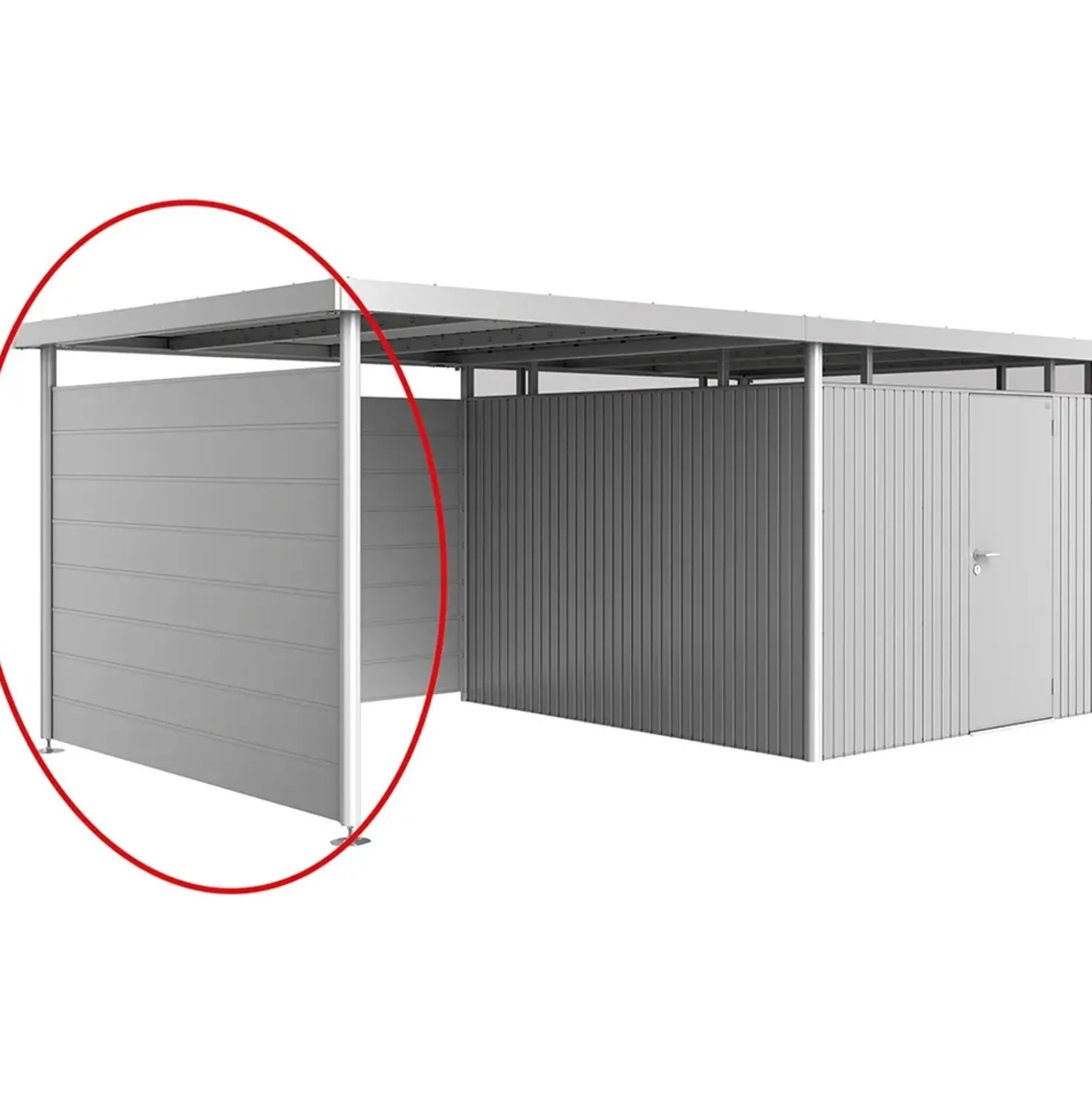 Parete laterale per casetta Biohort HighLine H2 Argento