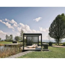 Parete laterale per Pergola Biohort a lamelle grigio quarzo 192x234 cm