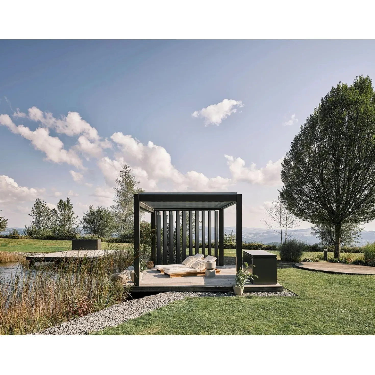 Parete laterale per Pergola Biohort a lamelle grigio quarzo 192x234 cm