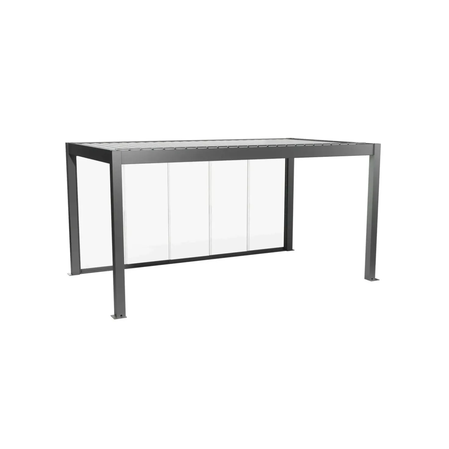 Parete scorrevole per pergola in vetro Biohort vetro trasp 5 m grigio quarzo met